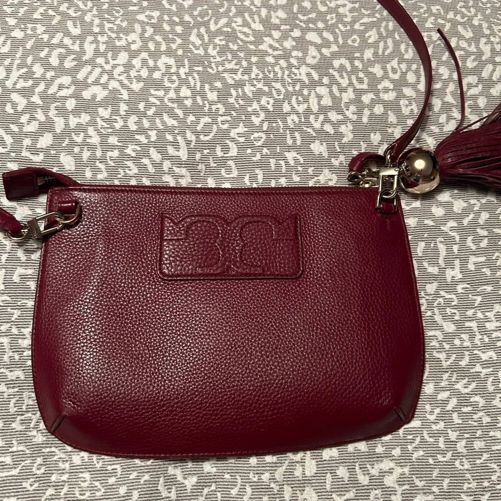 Tory Burch Tassel Crossbody purse,  Garnet - Picture 2 of 7